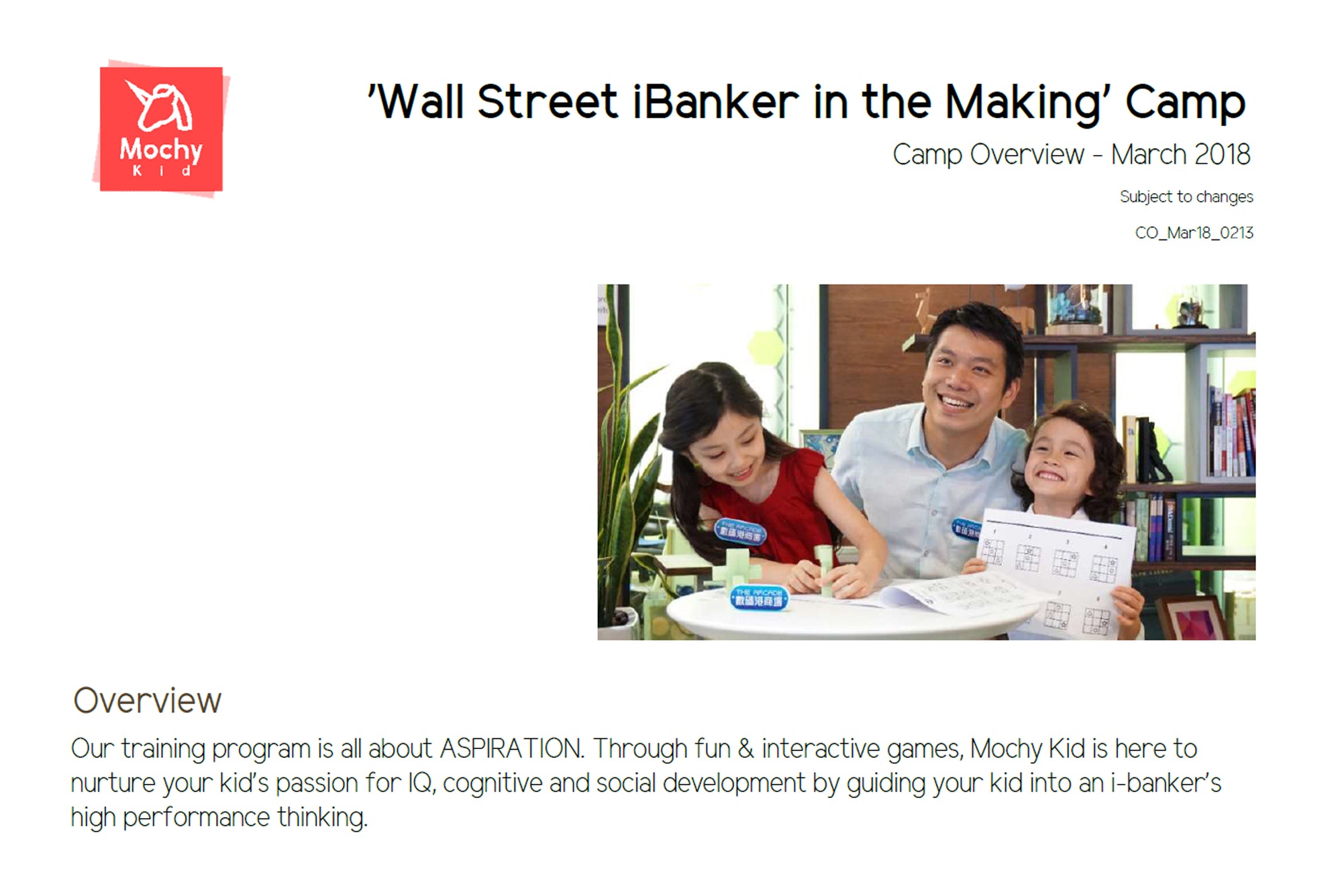 Press Release: 'Kid iBankers in the Making' Camp to be held in March