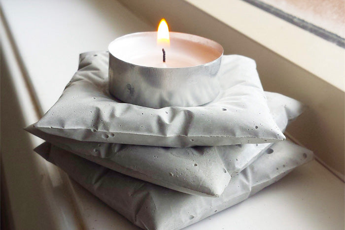 Cement Pillow Candle Holder